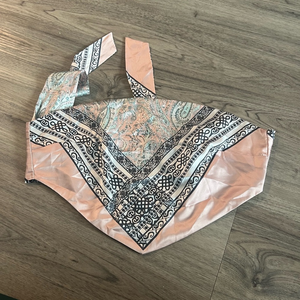 Superdown Strapless Patterned Crop Top In Pink An… - image 3